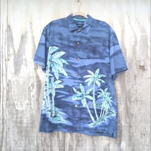 Tommy Bahama 100% Silk Hawaiian Electric Palms Button Up Shirt Men's Large